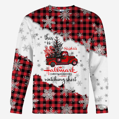 Christmas Movie Watching - Personalized Christmas All Over T-shirt and Hoodie