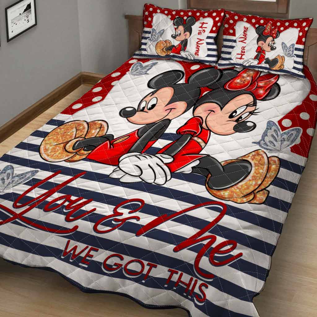 You & Me We Got This - Personalized Couple Mouse Quilt Set