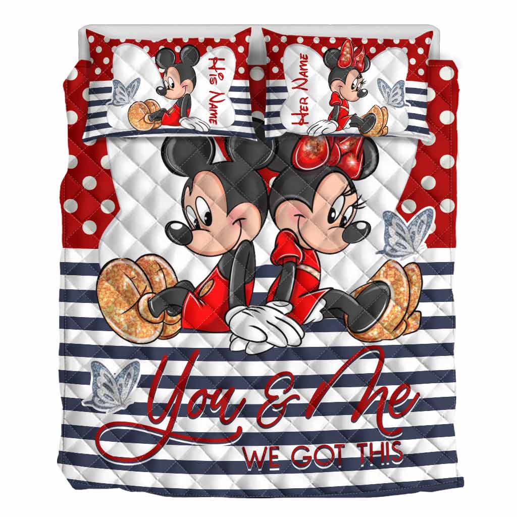 You & Me We Got This - Personalized Couple Mouse Quilt Set