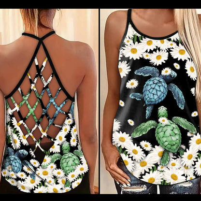 Lovely Turtle Cross Tank Top