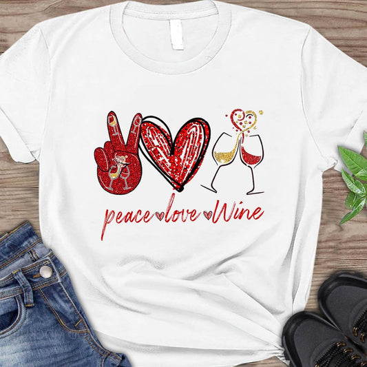 Peace Love Wine T-shirt And Hoodie 062021