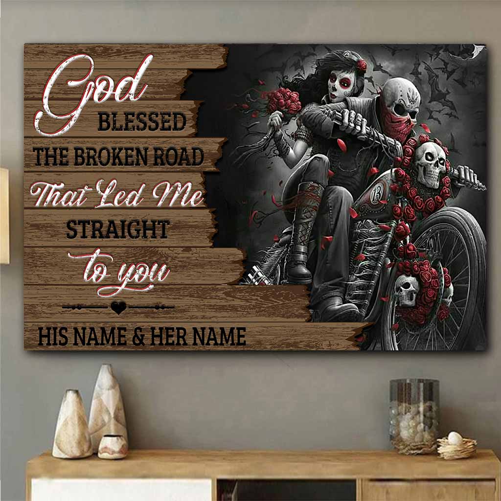 God Blessed The Broken Road - Personalized Biker Poster