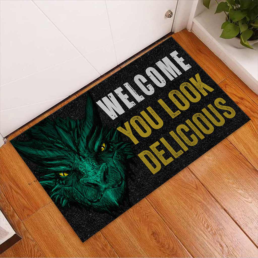 Welcome You Look Delicious - Dragon Doormat