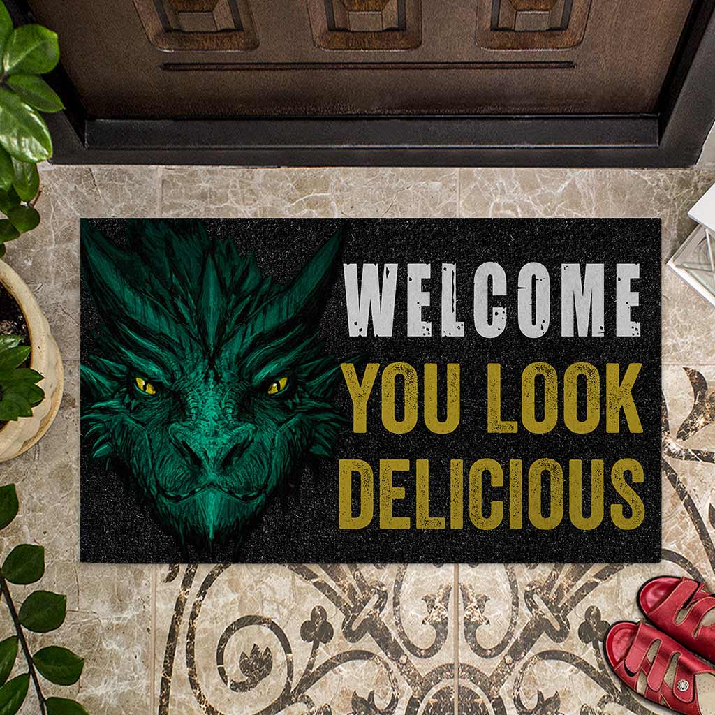 Welcome You Look Delicious - Dragon Doormat