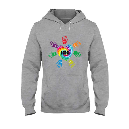 Grandma And Grandkids Heart Colorful Hands Personalized T-shirt And Hoodie 092021