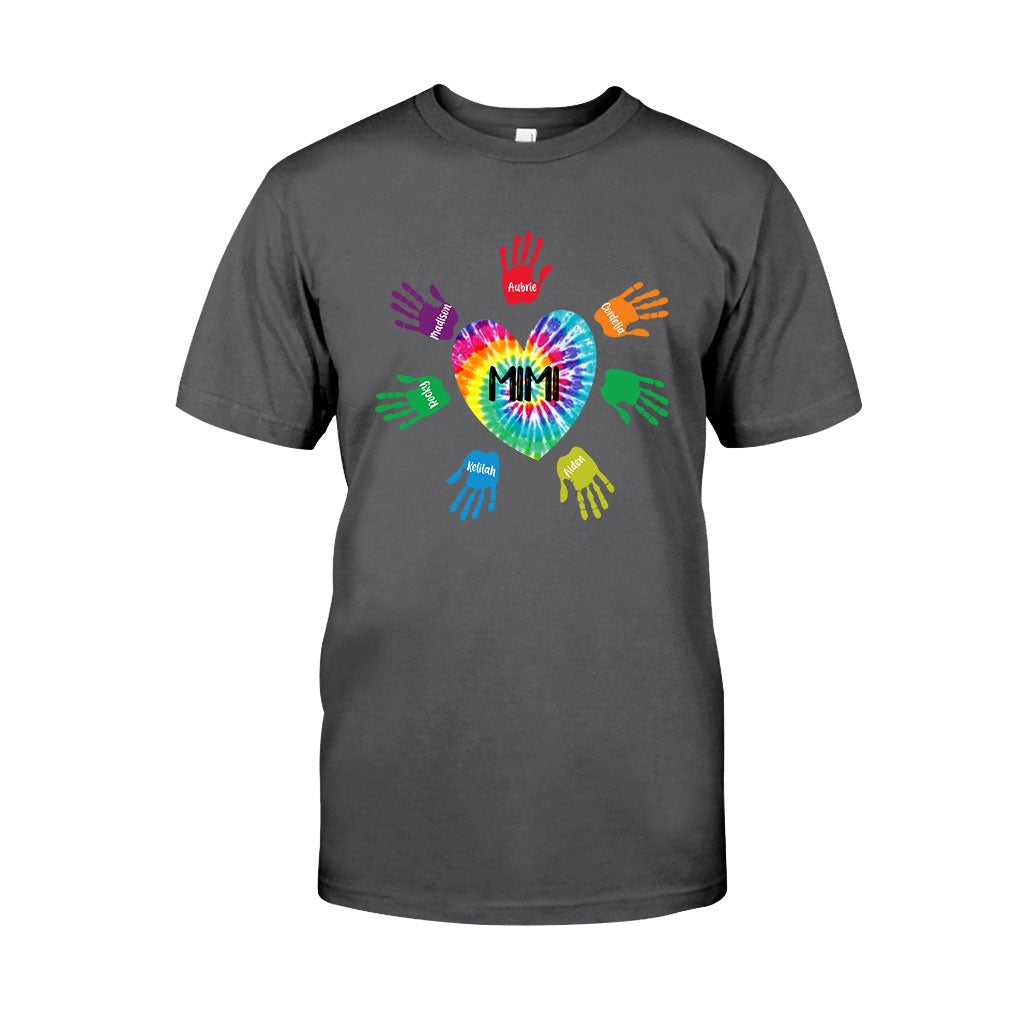 Grandma And Grandkids Heart Colorful Hands Personalized T-shirt And Hoodie 092021