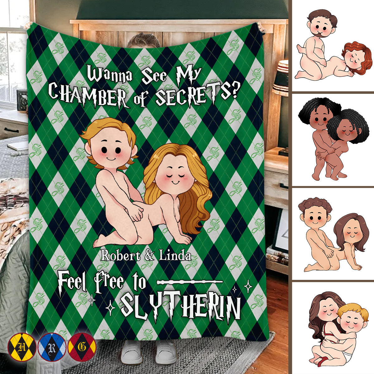 Chamber Of Secrets - Personalized Couple Blanket