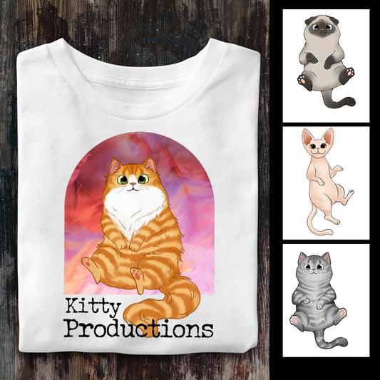 Pink Movie Background Cat Pet - Personalized Cat T-shirt And Hoodie