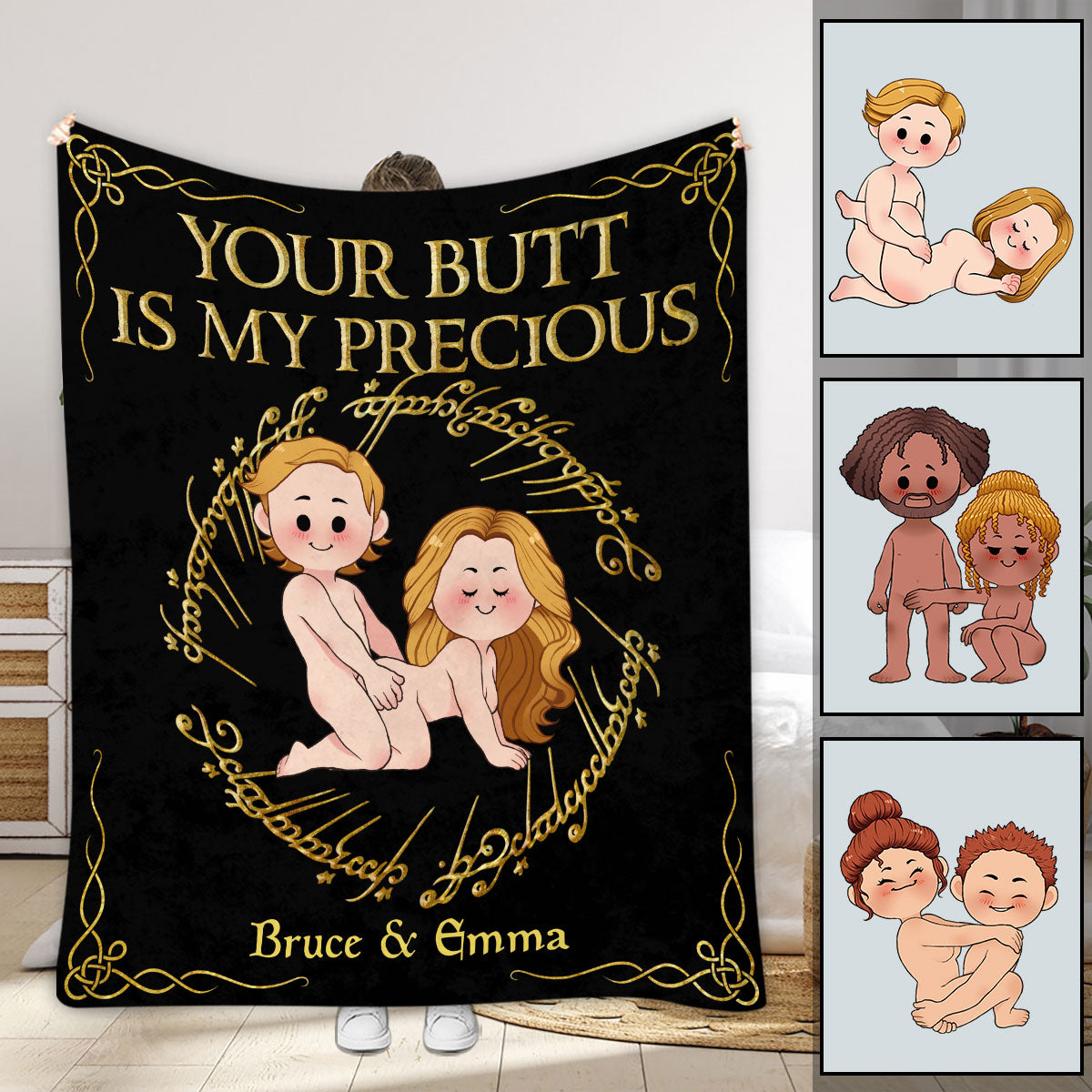 My Butt Is My Precious - Personalized Couple Blanket