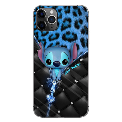 Ohana - Personalized Phone Case With Leather Pattern Print