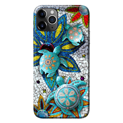 Turtles And Flowers Ceramic Pattern Print Phone Case