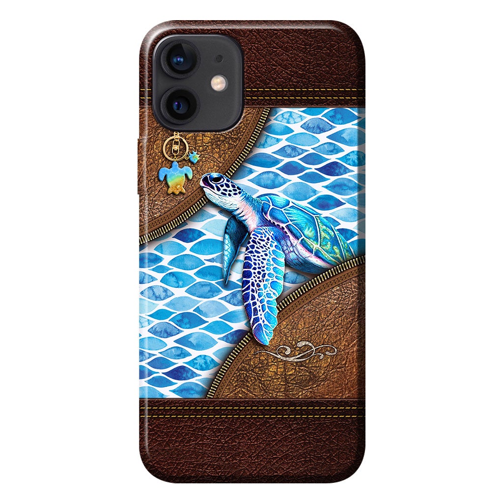 Salty Lil' Beach - Turtle Personalized Leather Pattern Print Phone Case