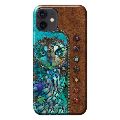 Owl Personalized Leather Pattern Print Phone Case