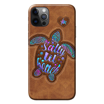 Salty Lil' Beach - Turtle Personalized Leather Pattern Print Phone Case