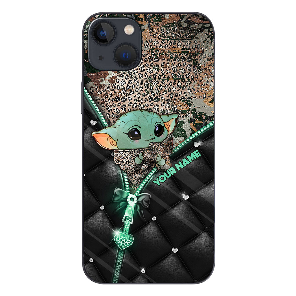 Too Cute I Am - Personalized The Force Phone Case With Leather Pattern Print