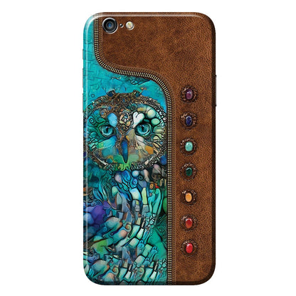 Owl Personalized Leather Pattern Print Phone Case