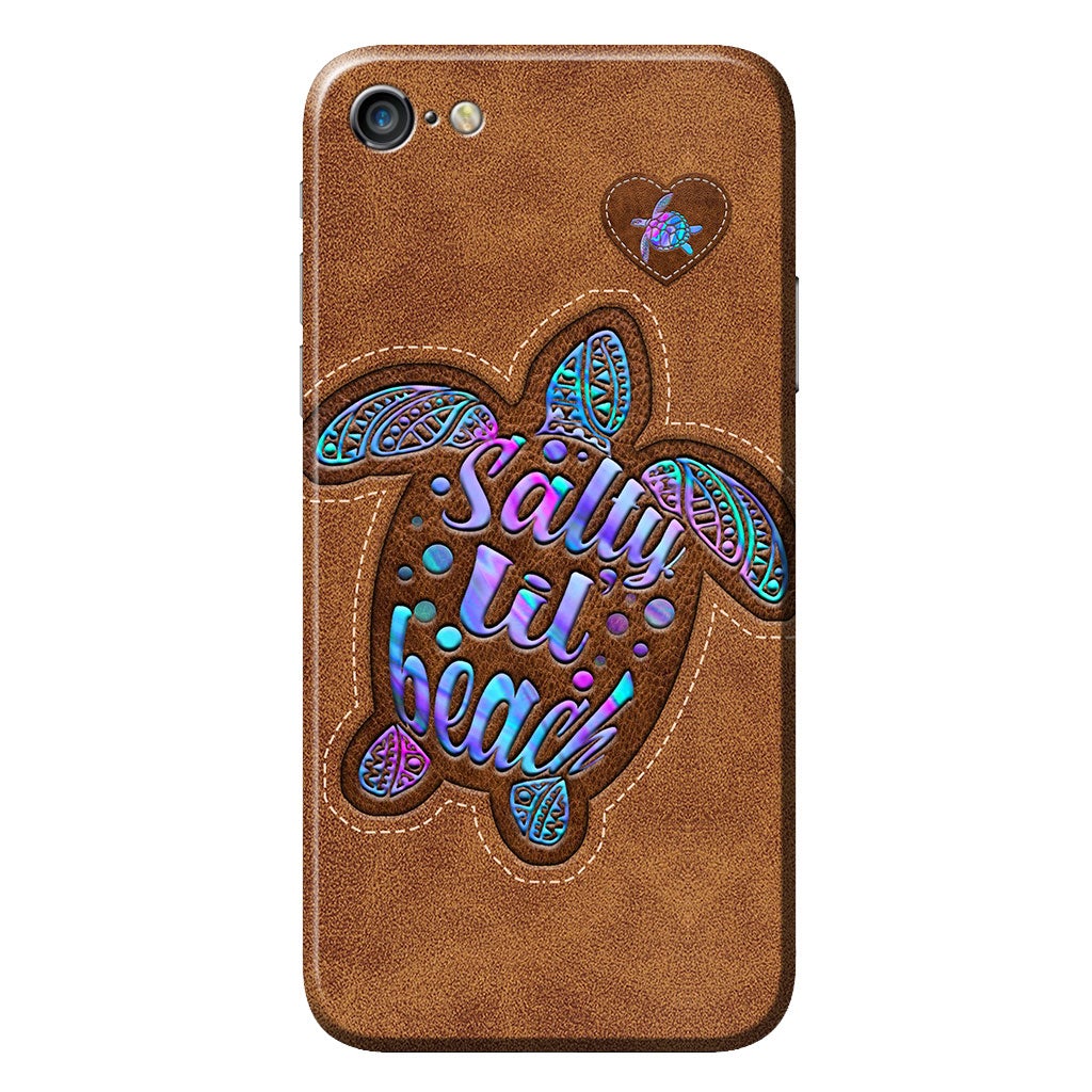 Salty Lil' Beach - Turtle Personalized Leather Pattern Print Phone Case