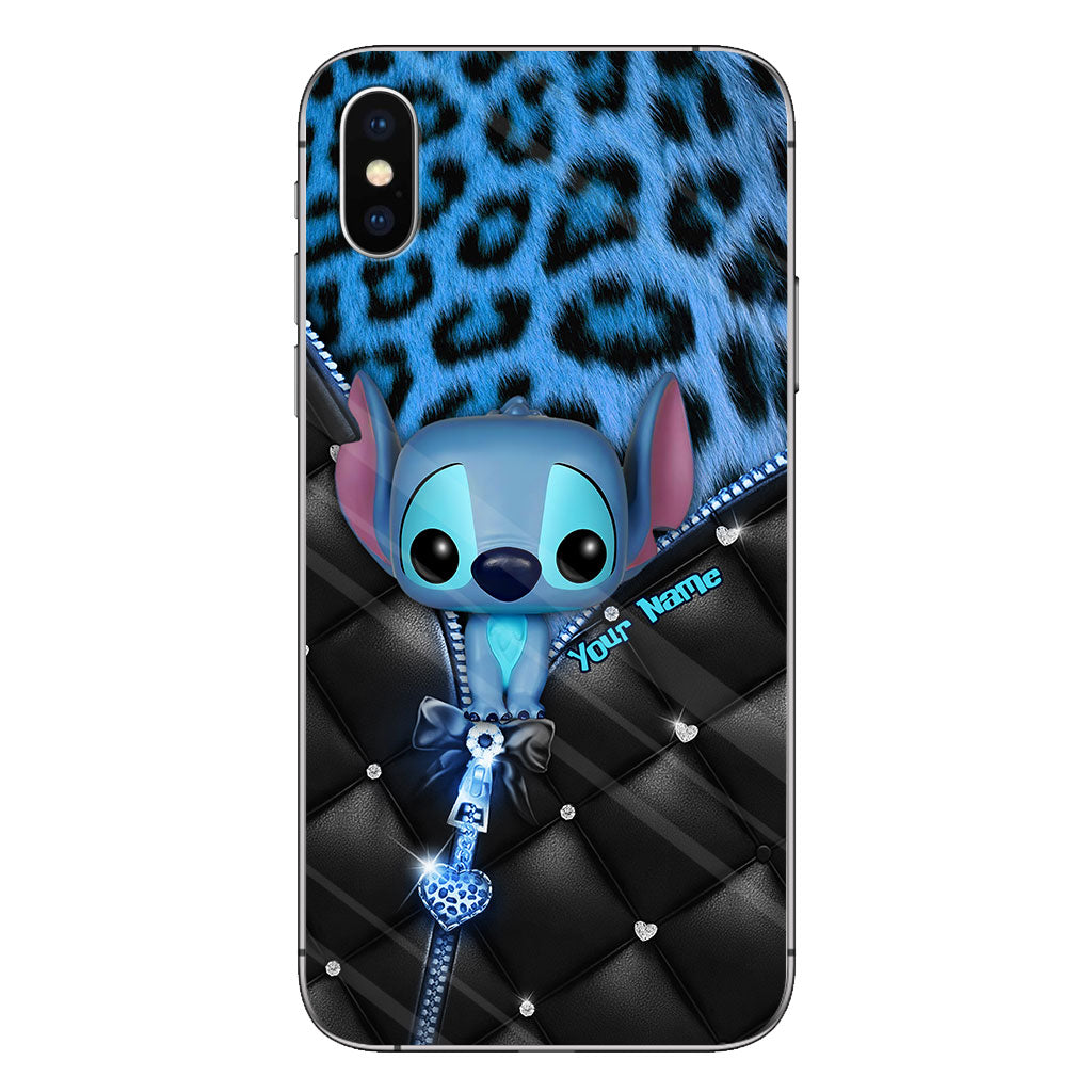 Ohana - Personalized Phone Case With Leather Pattern Print