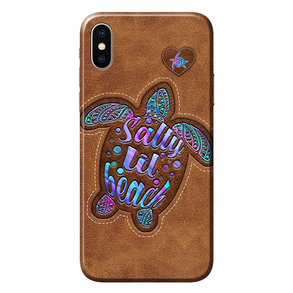 Salty Lil' Beach - Turtle Personalized Leather Pattern Print Phone Case