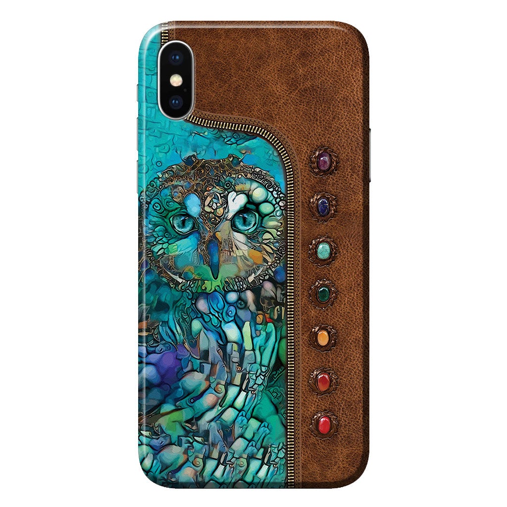 Owl Personalized Leather Pattern Print Phone Case