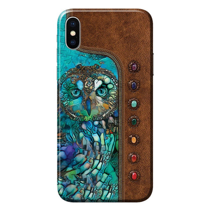 Owl Personalized Leather Pattern Print Phone Case