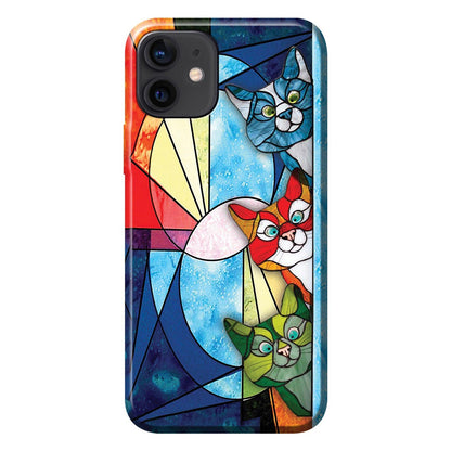 Peeking Cats Stained Glass Pattern Print - Cat Phone Case