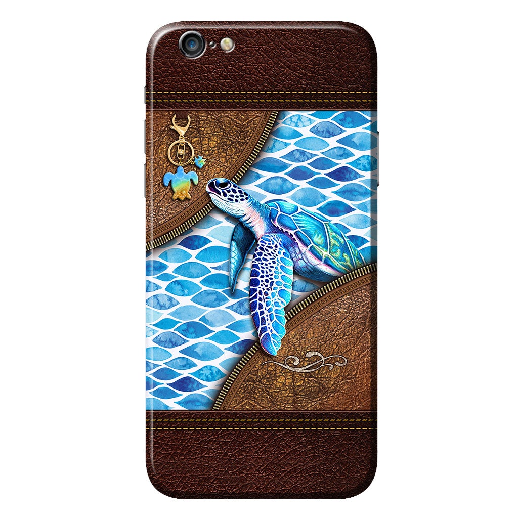 Salty Lil' Beach - Turtle Personalized Leather Pattern Print Phone Case