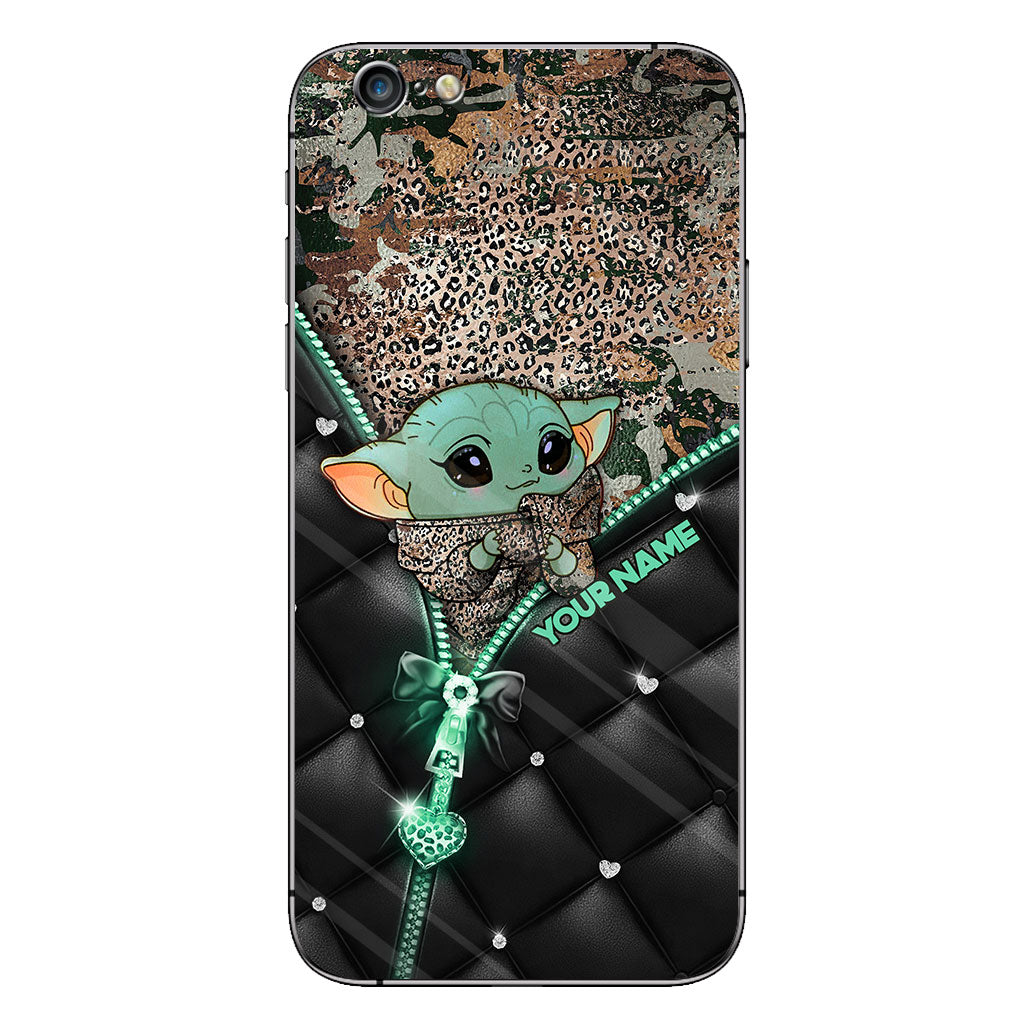 Too Cute I Am - Personalized The Force Phone Case With Leather Pattern Print