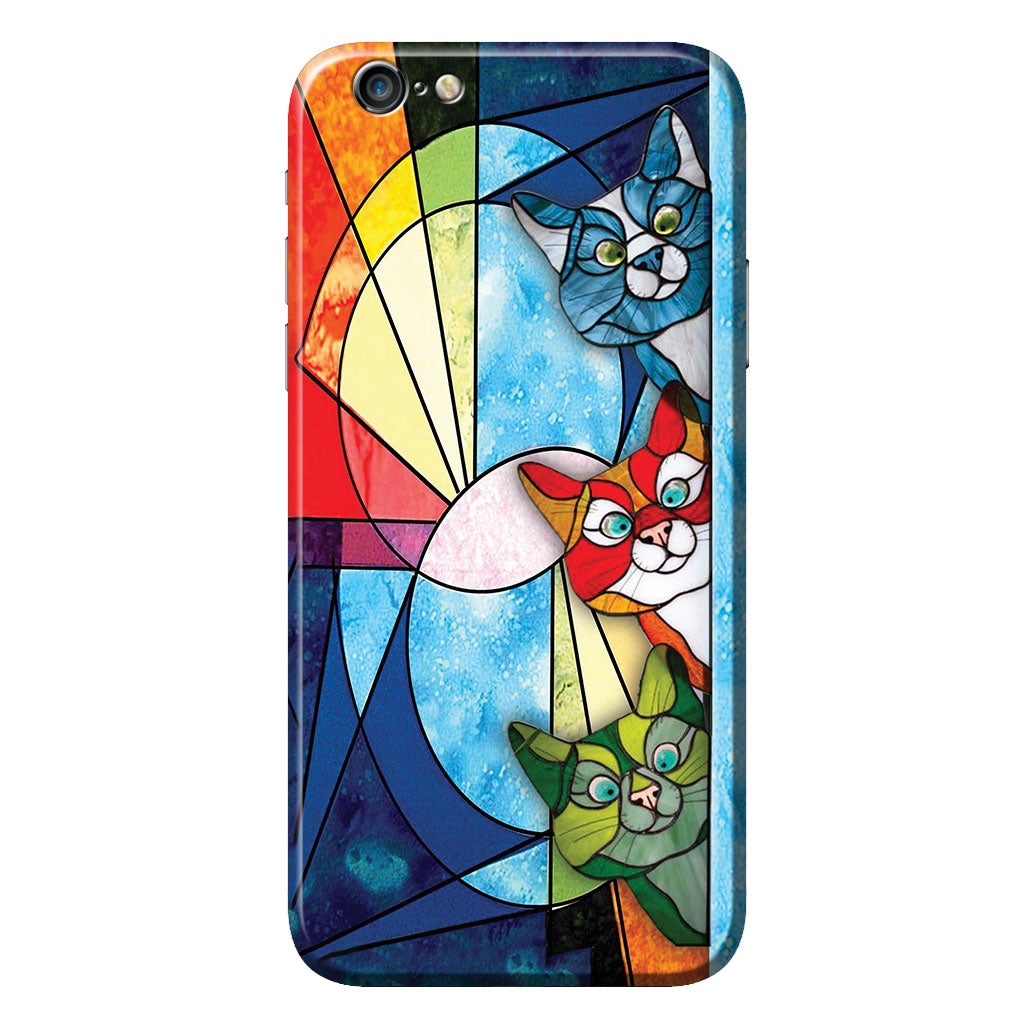 Peeking Cats Stained Glass Pattern Print - Cat Phone Case