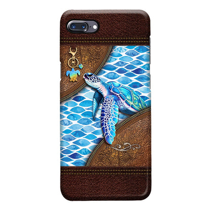 Salty Lil' Beach - Turtle Personalized Leather Pattern Print Phone Case