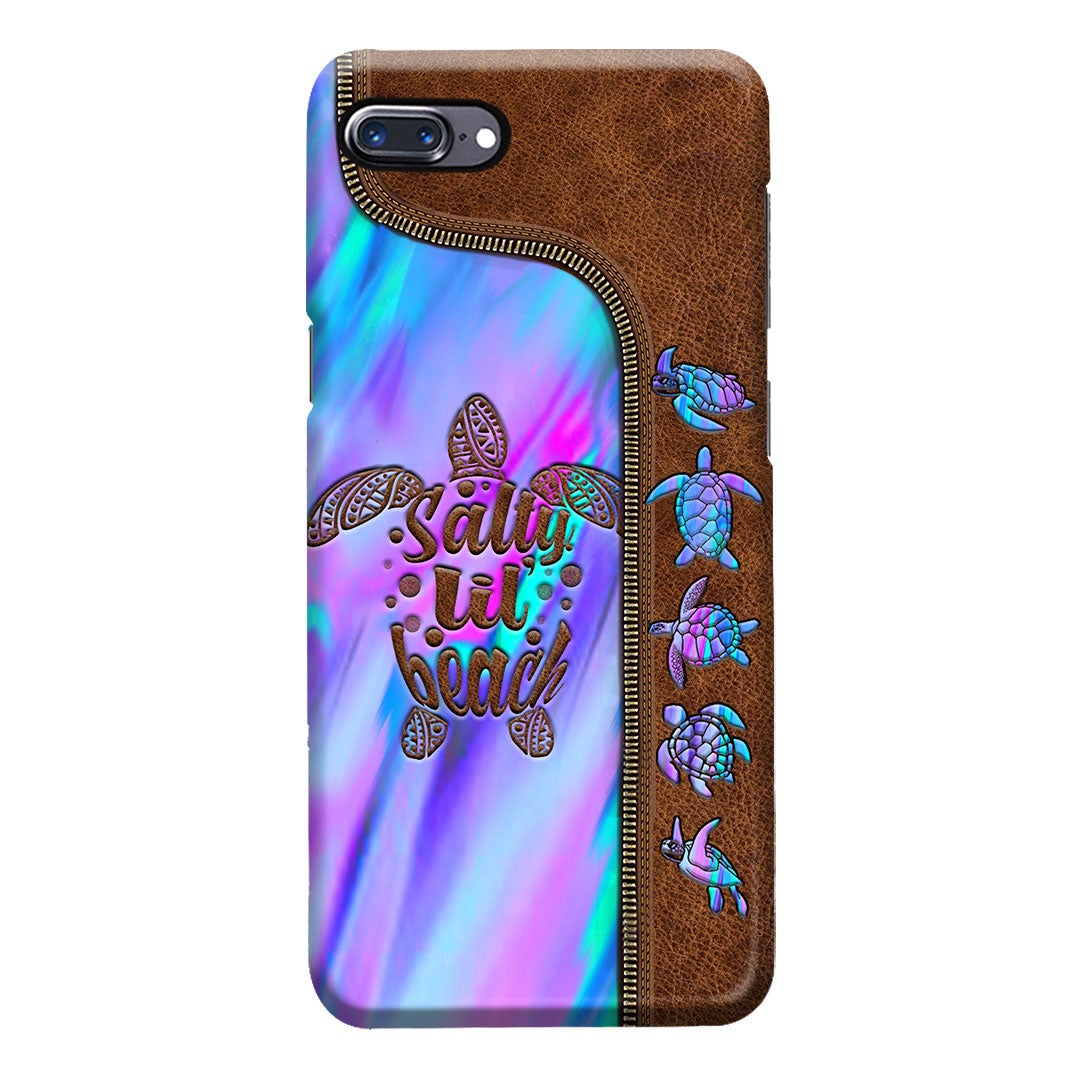 Salty Lil' Beach - Turtle Personalized Leather Pattern Print Phone Case