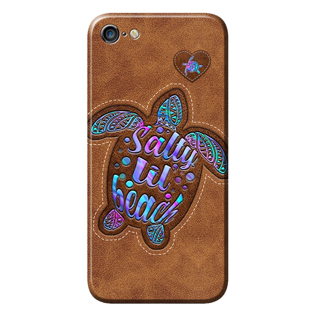 Salty Lil' Beach - Turtle Personalized Leather Pattern Print Phone Case