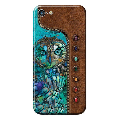 Owl Personalized Leather Pattern Print Phone Case