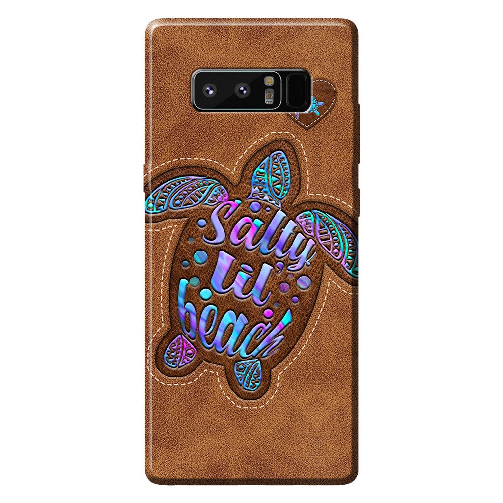 Salty Lil' Beach - Turtle Personalized Leather Pattern Print Phone Case