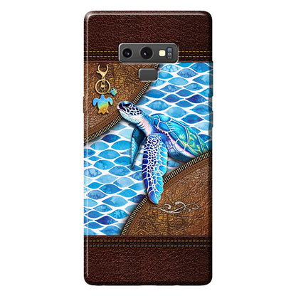 Salty Lil' Beach - Turtle Personalized Leather Pattern Print Phone Case