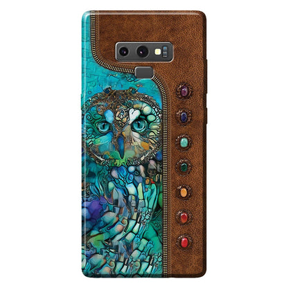 Owl Personalized Leather Pattern Print Phone Case