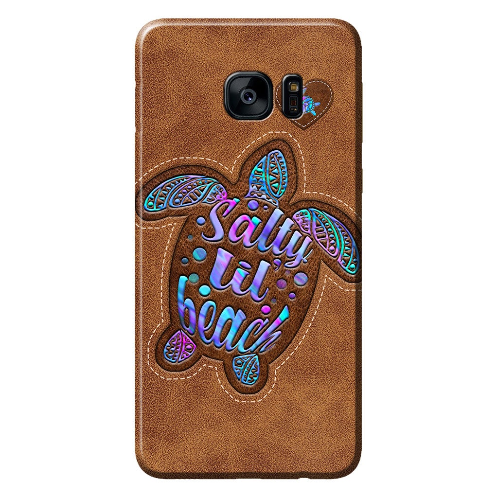 Salty Lil' Beach - Turtle Personalized Leather Pattern Print Phone Case