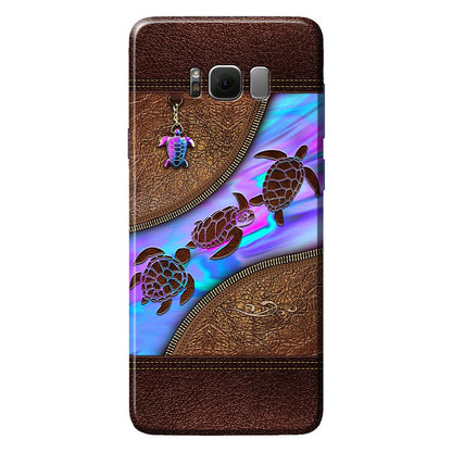 Salty Lil' Beach - Turtle Personalized Leather Pattern Print Phone Case