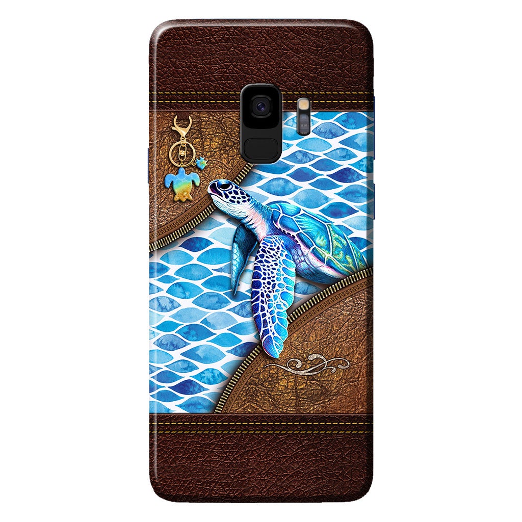 Salty Lil' Beach - Turtle Personalized Leather Pattern Print Phone Case