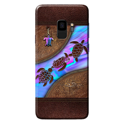 Salty Lil' Beach - Turtle Personalized Leather Pattern Print Phone Case