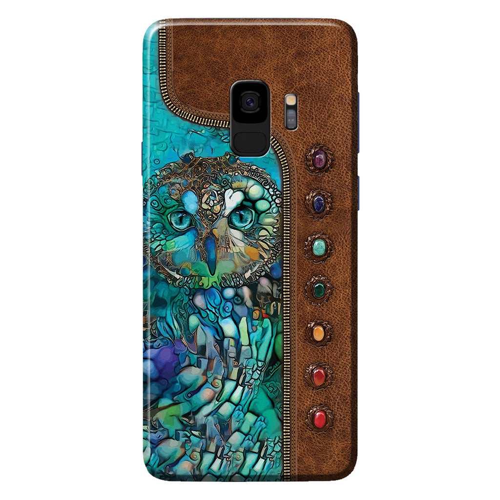 Owl Personalized Leather Pattern Print Phone Case