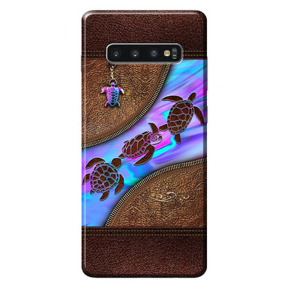 Salty Lil' Beach - Turtle Personalized Leather Pattern Print Phone Case