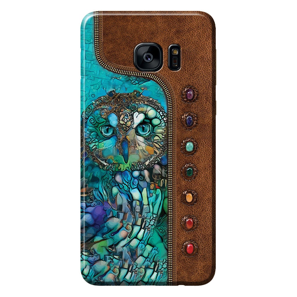 Owl Personalized Leather Pattern Print Phone Case