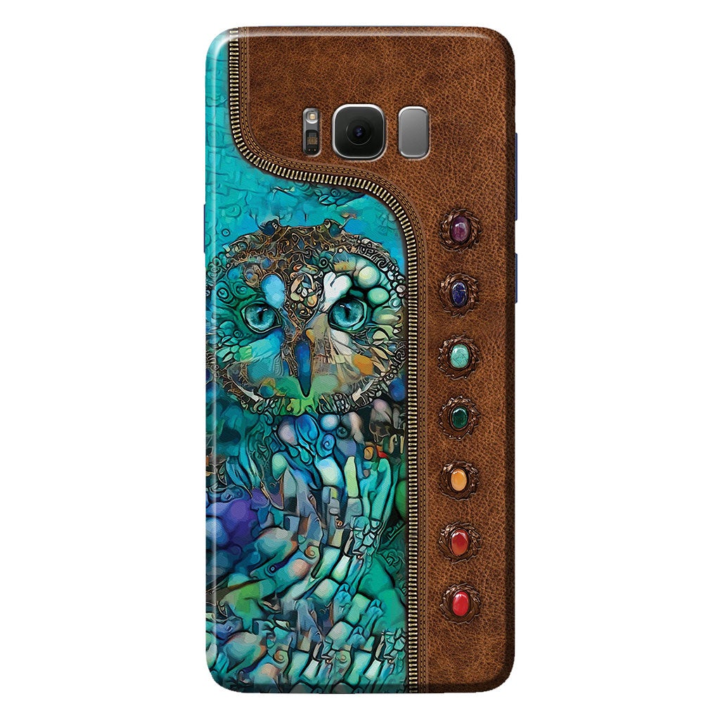 Owl Personalized Leather Pattern Print Phone Case