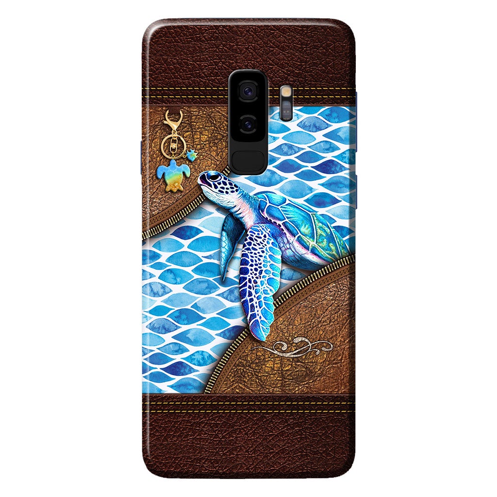 Salty Lil' Beach - Turtle Personalized Leather Pattern Print Phone Case