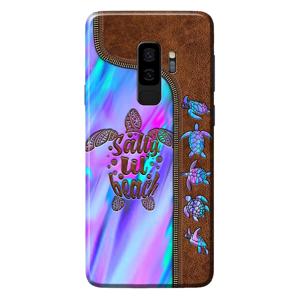 Salty Lil' Beach - Turtle Personalized Leather Pattern Print Phone Case