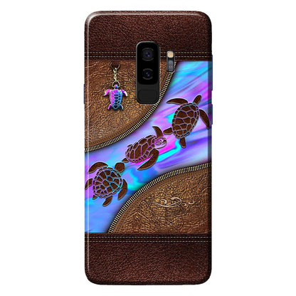 Salty Lil' Beach - Turtle Personalized Leather Pattern Print Phone Case