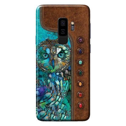 Owl Personalized Leather Pattern Print Phone Case